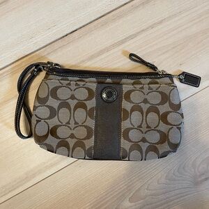 Coach Brown Signature Wristlet
